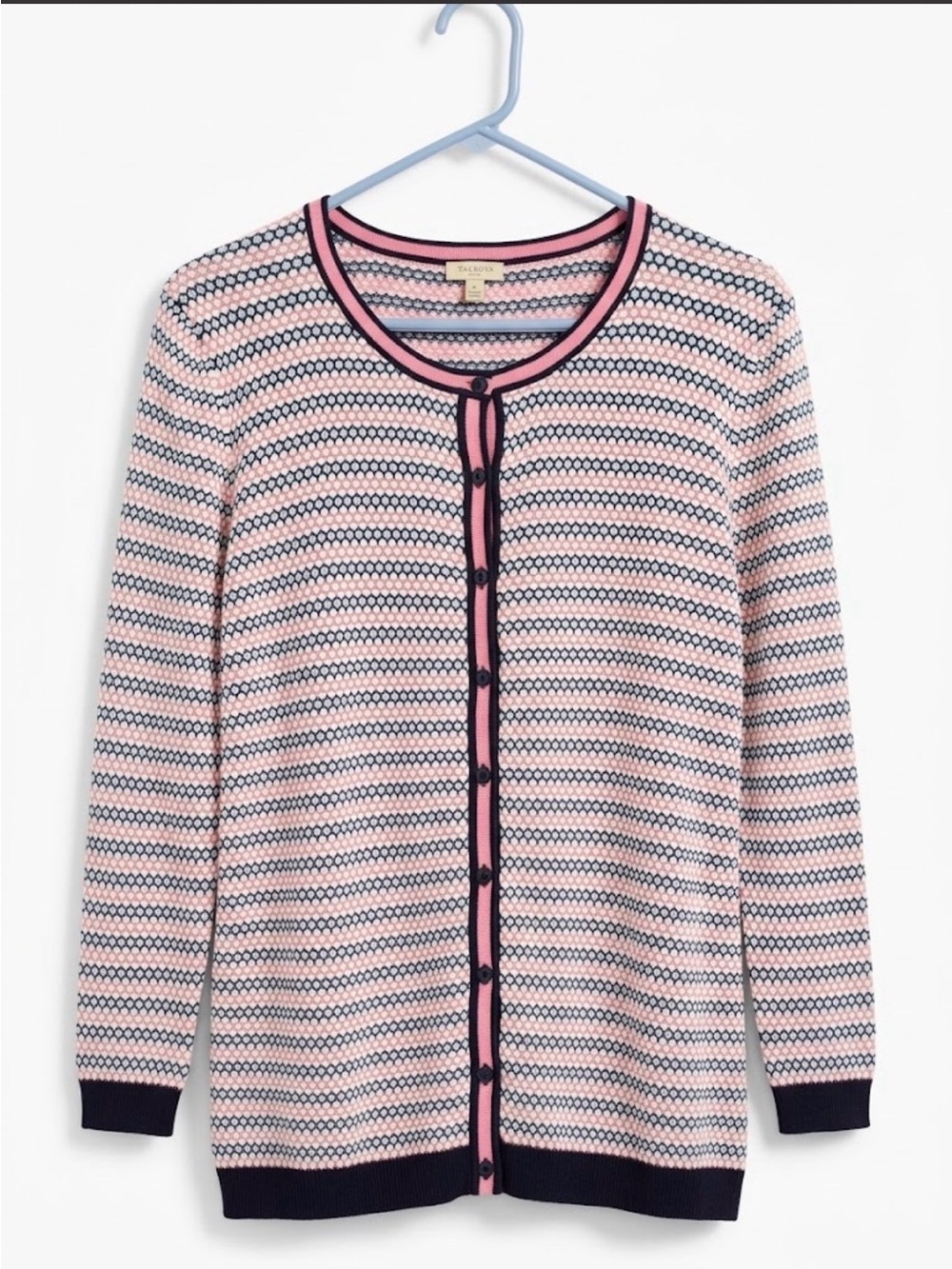 🆕 Talbots NWT Pink & Navy Button-Front Cardigan Sweater 💙🩷